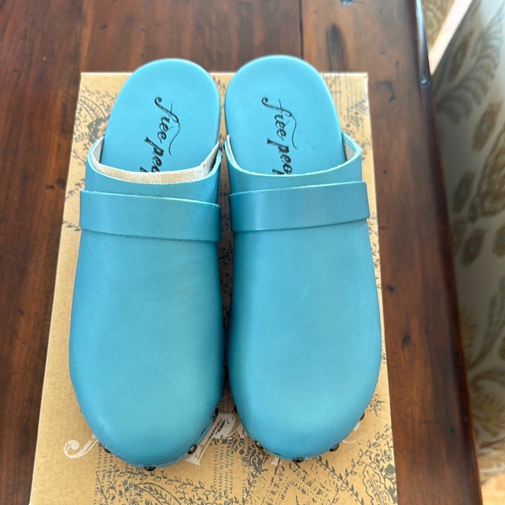 Free People turquoise clogs